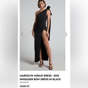 MARCELITA MIDAXI DRESS - ONE SHOULDER BOW DRESS IN BLACK